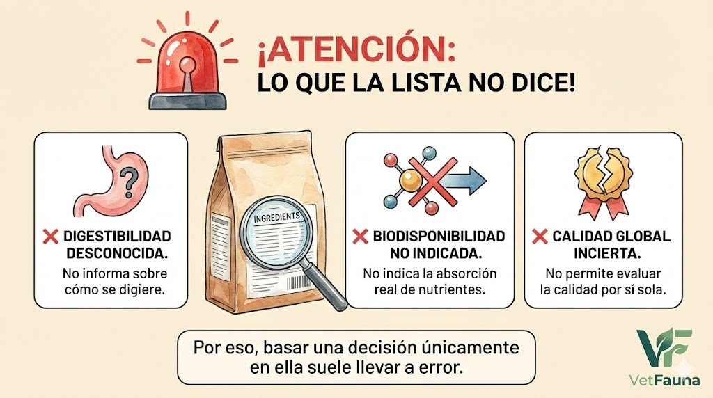 Atención a las listas o etiquetas de los piensos. VetFauna. Herramientas útiles para tutores de mascotas y profesionales veterinarios